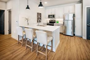 Dardenne Prairie apartment for rent - The Prairie model apartment kitchen with planking flooring, stainless steel appliances,