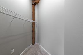 Saint Louis apartment for rent - a spacious closet in a bedroom with a mirrored closet door at Lofts at Lafayette Square Apartments, Saint Louis, MO