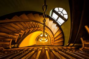 Winchester apartment for rent - the light at the bottom of a spiral staircase