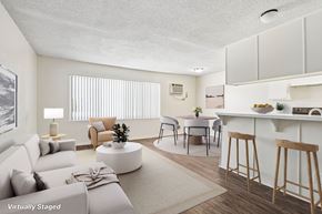 Los Angeles apartment for rent - A large living room with a bar and dining.