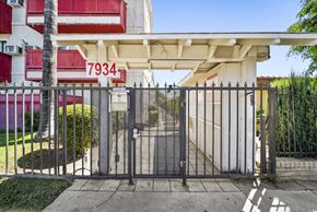 N. Hollywood apartment for rent - A gate with the number 7934 on it is closed.
