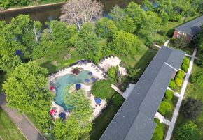 Piscataway apartment for rent - A beautiful aerial view of a park with a playground and a walking path at Rivercrest Apartments, Piscataway , NJ, 08854