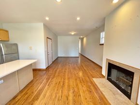 Chicago apartment for rent - a living room with a fireplace and a hard wood floor
