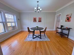 Evanston apartment for rent - A dining room with a table and chairs.