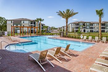 Resort-style pool with swim lanes