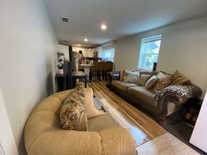Chicago apartment for rent - A living room with a brown couch and a grey sofa.