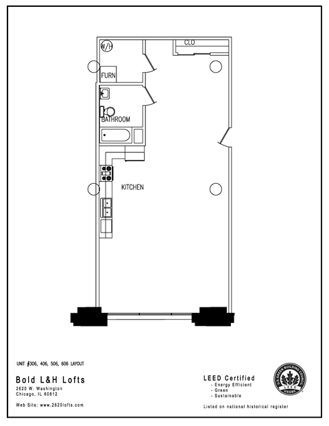 Floor plan for 1 bed, 1 bath, 889 sqft