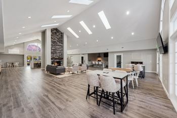 Modern clubroom with chef kitchen