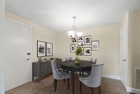 Marlborough apartment for rent - Model Dining Room with Carpet at Meadows at Marlborough Apartments in Boston, MA.