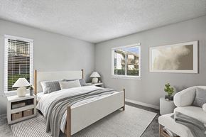 Sacramento apartment for rent - Model Bedroom with Carpet and Window Views at The Archer Apartments in Sacramento, CA.