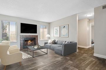 Avondale apartment for rent - a living room with a couch and a fireplace