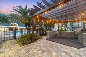 Riverview apartment for rent - Outdoor BBQ Area with Canopy at Retreat at Crosstown Apartments in Riverview, FL.