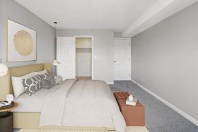 Stoughton apartment for rent - Model Bedroom with Carpet & Walk In Closet at Stone Ends Apartments in Stoughton, MA.
