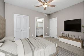 Houston apartment for rent - Model bedroom with bathroom