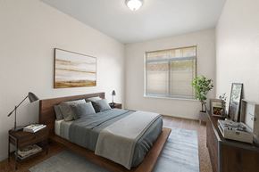 Salt Lake City apartment for rent - Model Bedroom with Carpet and Window View at Altitude on Fifth Apartments in Salt Lake City, UT.