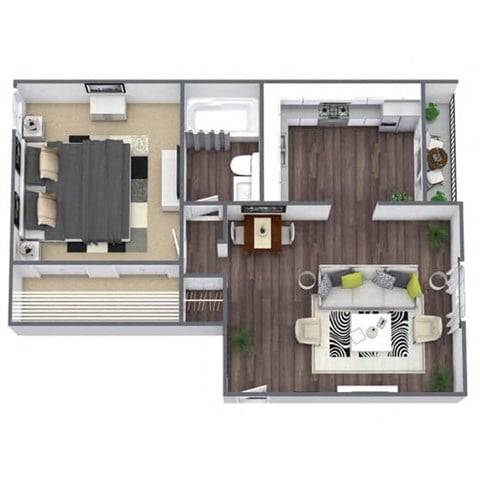 Floor plan for 1 bed, 1 bath, 560 sqft