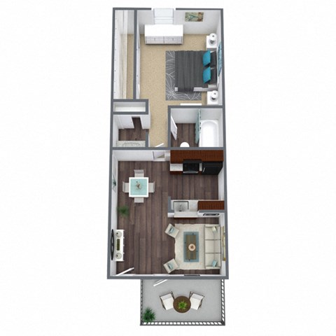 Floor plan for 1 bed, 1 bath, 459 sqft