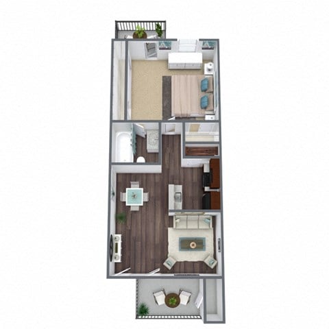 Floor plan for 1 bed, 1 bath, 620 sqft