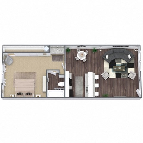 Floor plan for 1 bed, 1 bath, 550 sqft