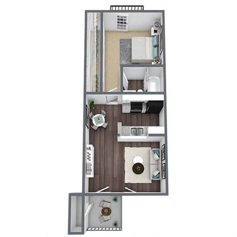 Floor plan for 1 bed, 1 bath, 456 sqft