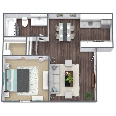 Floor plan for 1 bed, 1 bath, 550 sqft