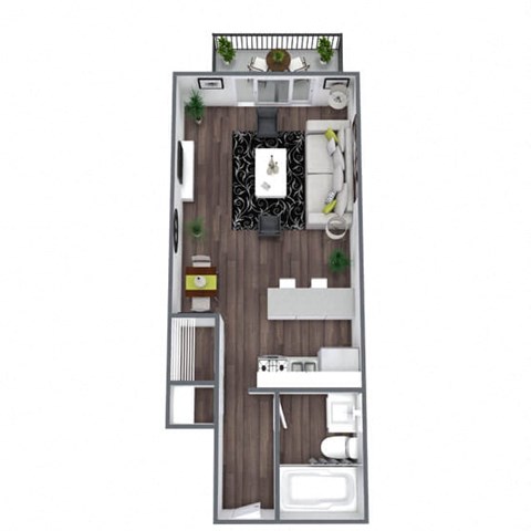 Floor plan for studio, 1 bath, 310 sqft