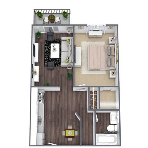 Floor plan for 1 bed, 1 bath, 575 sqft