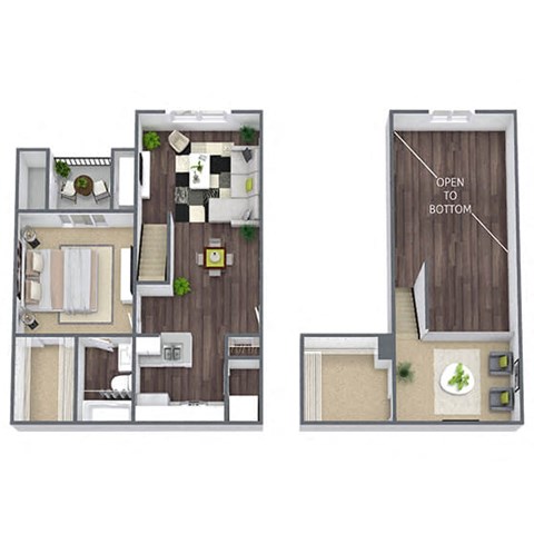 Floor plan for 1 bed, 1 bath, 795 sqft