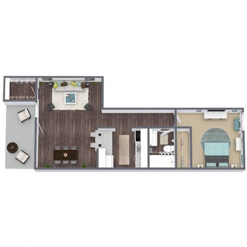 Floor plan for 1 bed, 1 bath, 546 sqft