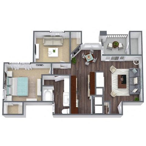 Floor plan for 2 beds, 1 bath, 1079 sqft