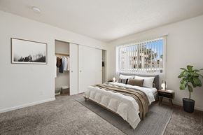 Glendale apartment for rent - Model Bedroom with Carpet and Large Closet at Butler Ridge Apartments located in Glendale, AZ.