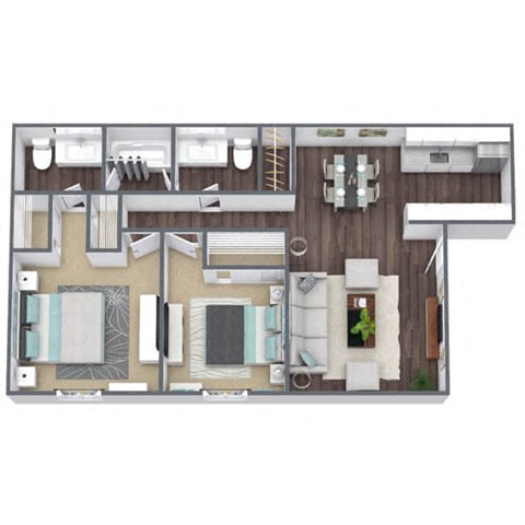 Floor plan for 2 beds, 1.5 baths, 850 sqft