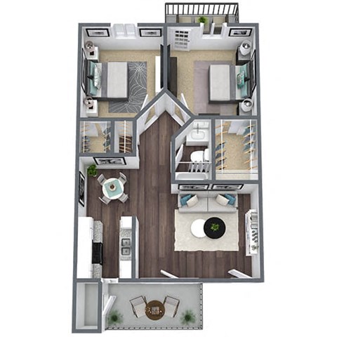 Floor plan for 2 beds, 1 bath, 759 sqft