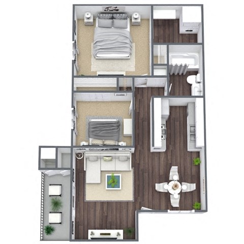 Floor plan for 2 beds, 1 bath, 828 sqft