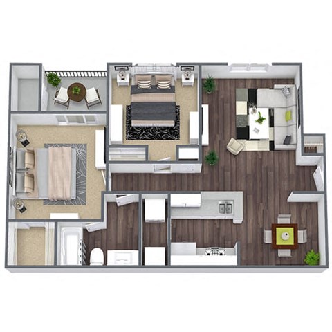 Floor plan for 2 beds, 1 bath, 810 sqft