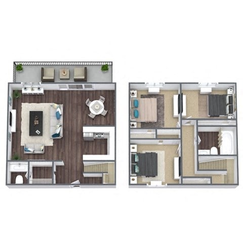 Floor plan for 3 beds, 1.5 baths, 1260 sqft