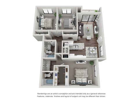 Floor plan for 3 beds, 2 baths, 1200 sqft