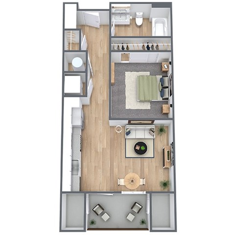 Floor plan for studio, 1 bath, 568 sqft