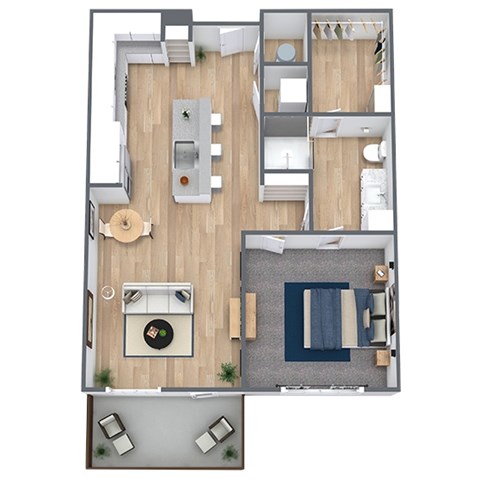 Floor plan for 1 bed, 1 bath, 712 sqft