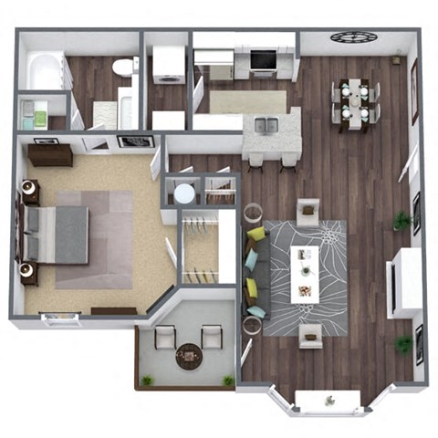 Floor plan for 1 bed, 1 bath, 826 sqft