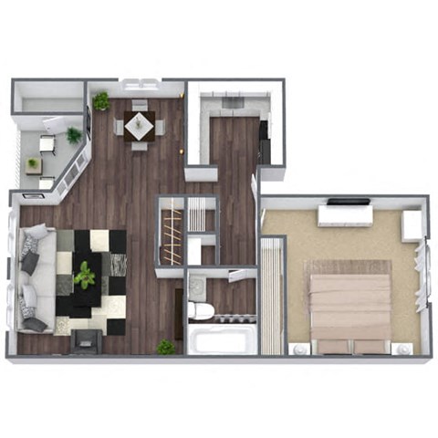 Floor plan for 1 bed, 1 bath, 710 sqft