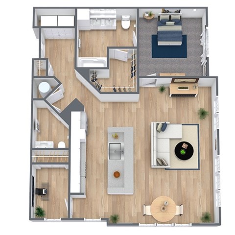 Floor plan for 1 bed, 1 bath, 1110 sqft