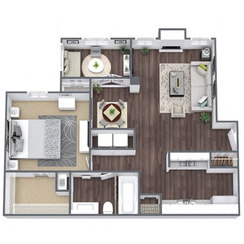 Floor plan for 1 bed, 1 bath, 813 sqft