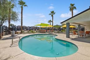 Las Vegas apartment for rent - the swimming pool at Accent at Sahara, with palm trees