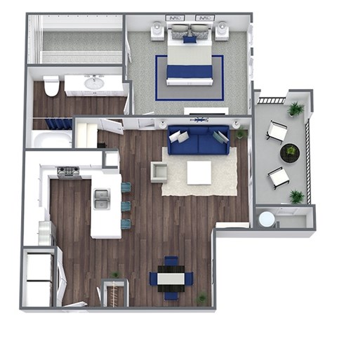 Floor plan for 1 bed, 1 bath, 789 sqft