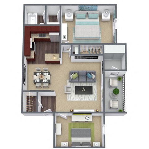 Floor plan for 1 bed, 1 bath, 824 sqft