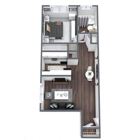 Floor plan for 1 bed, 1 bath, 600 sqft