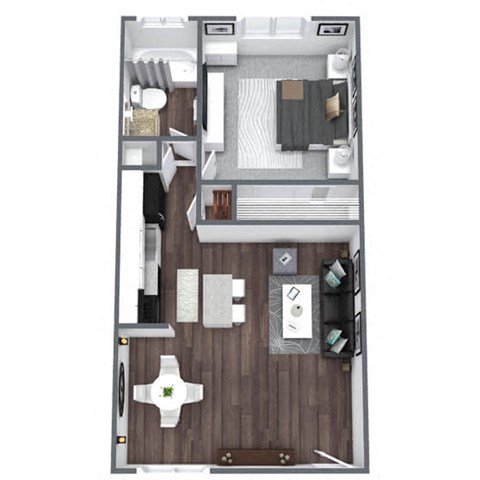 Floor plan for 1 bed, 1 bath, 550 sqft
