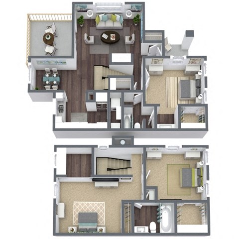 Floor plan for 2 beds, 2 baths, 1252 sqft