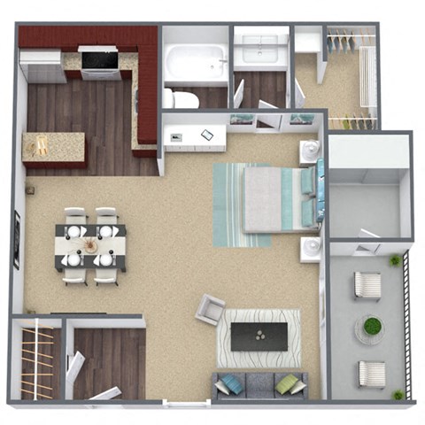 Floor plan for studio, 1 bath, 648 sqft